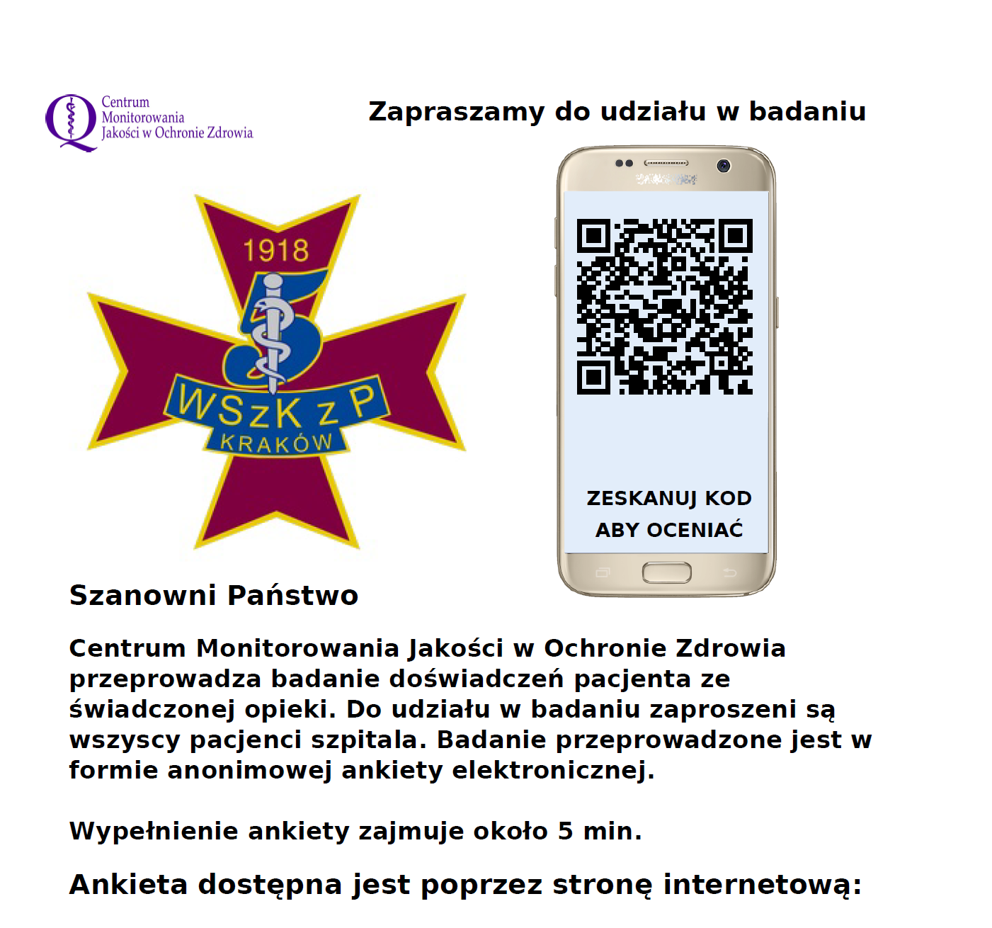 Zaproszenie do badania satysfakcji pacjenta