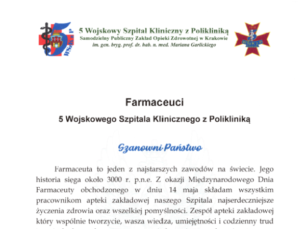 grafika życzenia Dzień Farmaceuty 