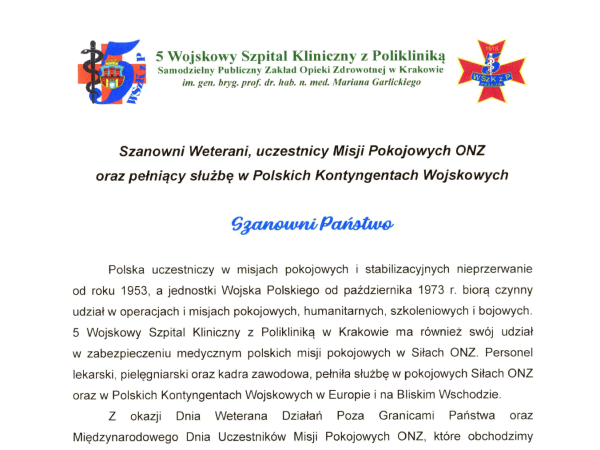 Życzenia z okazji Dnia Weterana
