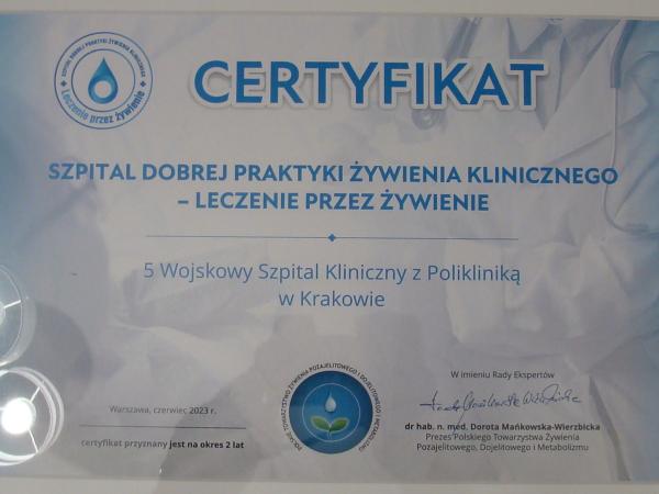 „Szpital Dobrej Praktyki Żywienia Klinicznego – Leczenie przez żywienie”