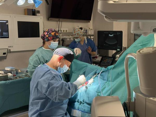 Neurochirurg wycina guza mózgu podczas operacji, w czasie której pacjent jest wybudzany z narkozy.